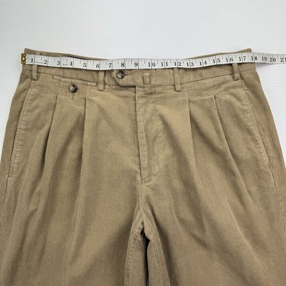 Faconnable Brown Corduroy Pants Men's Size 36 Pleated Straight Leg Pants - Picture 5 of 8
